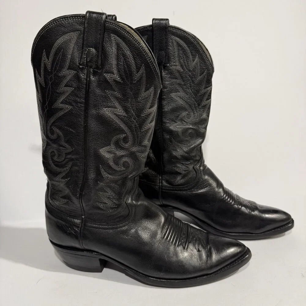 Dan Post Black Men's Size 10 D Pebble Grain Cowboy Boots